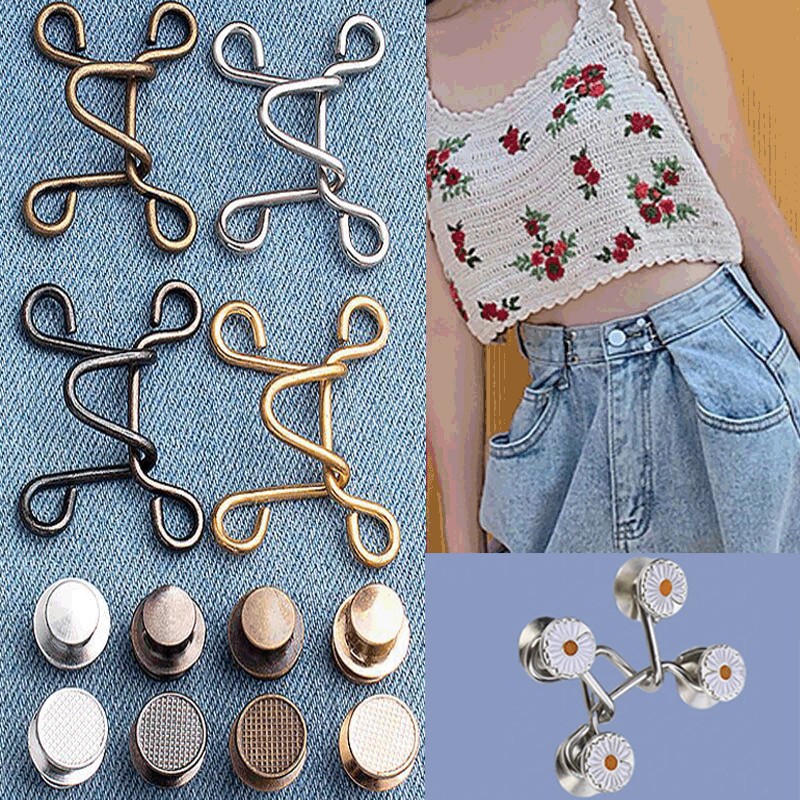Phụ kiện khóa gài nút điều chỉnh lưng quần không cần đục lỗ có thể tháo ra được
