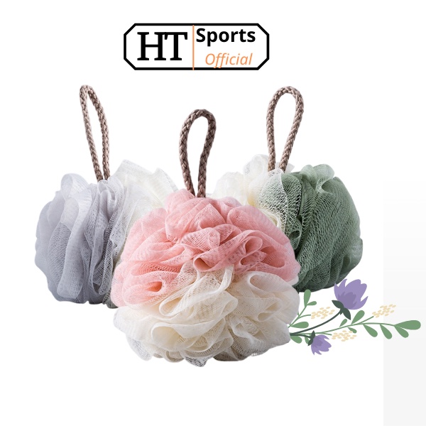 Bông tắm lưới tròn tạo bọt HT Sports mềm mịn 2 màu Pastel an toàn cho da