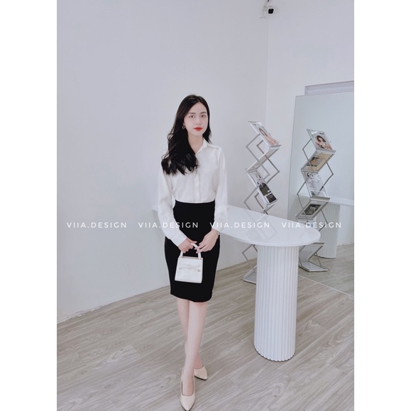 Sơ mi Lụa trắng thiết kế AN0144 VIIA DESIGN