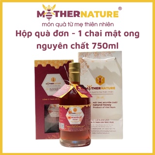 Hộp quà 1 chai mật ong nguyên chất cao cấp Mother Nature (750ml/chai) - Hộp giấy sang trọng - Tăng cường sức khỏe