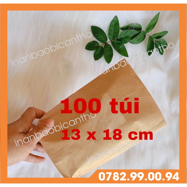 COMBO 100 túi Nâu gói hàng 13 x 18 cm