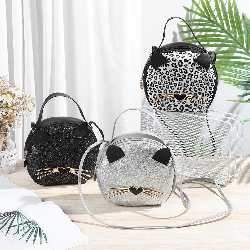 MIHAN1 Túi Đeo Chéo Họa Tiết Mèo Dễ Thương Thời Trang Cho Nữ