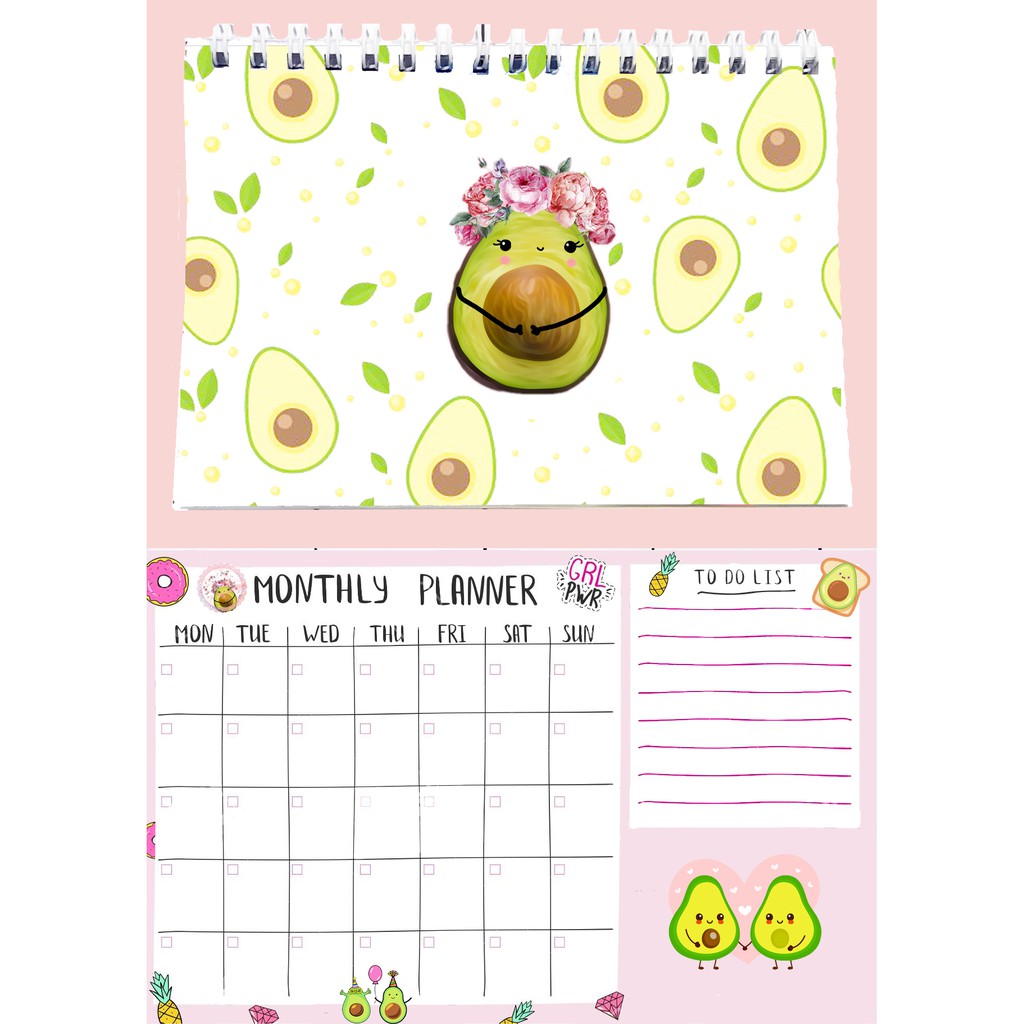 Sổ kế hoạch tháng quả bơ avocado MPI20 Monthly Planner 12 trang