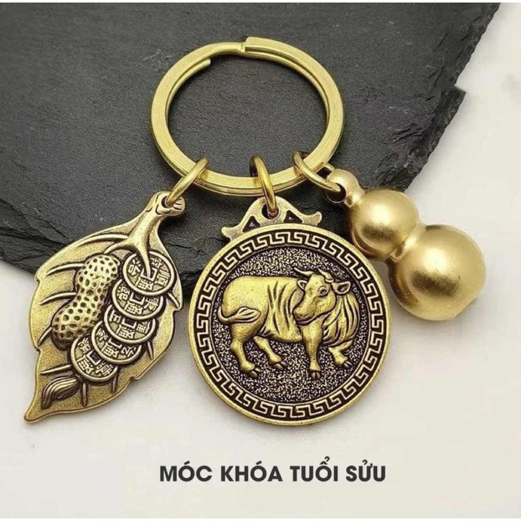 Móc Khóa 12 con Giáp phong thủy bằng đồng thau, xua đuổi tà khí, Thu hút tài lộc May Mắn
