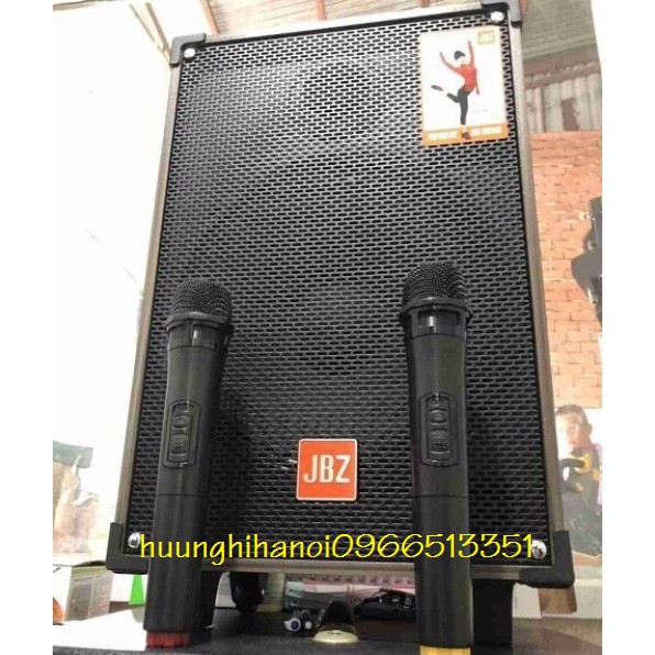 Loa karaoke di động, karaoke bluetooth jbz 107 thùng gỗ, âm thanh hay tặng kèm 2 micro không dây