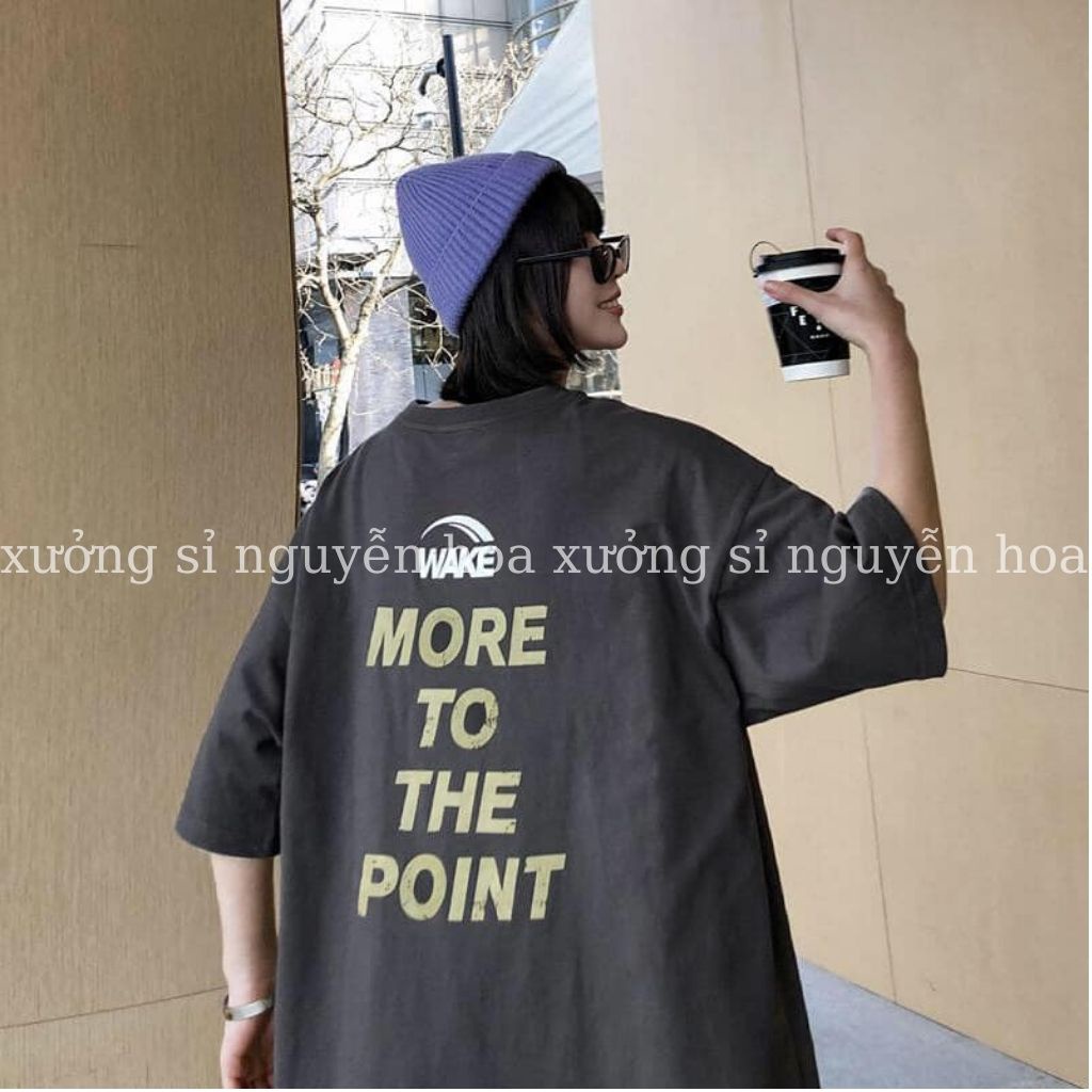 Áo thun tay lỡ dáng rộng form unisex nam nữ mặc được in chữ WAKE 3 màu xám trắng đen dễ phối đồ Xưởng Sỉ Nguyễn Hoa