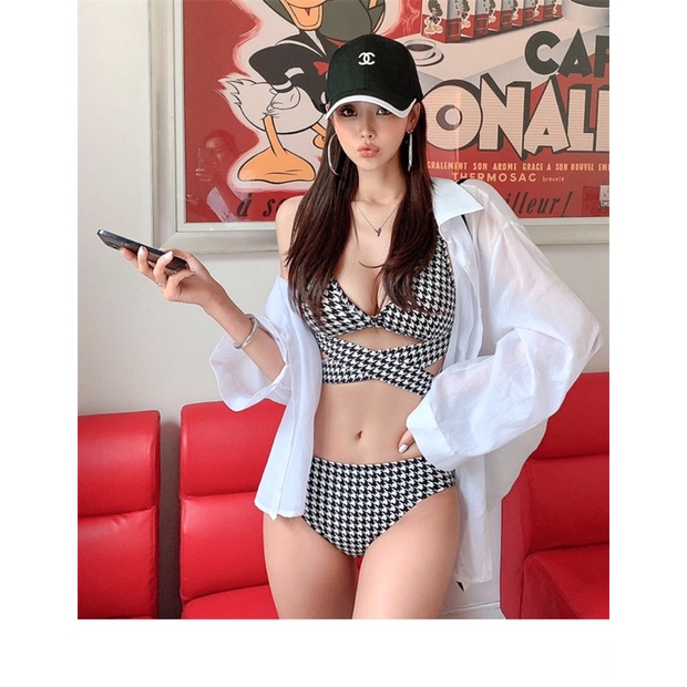 [MẪU HOT 2022] Set đồ bơi đi biển,bikini 2 MẢNH hoạ tiết caro thắt dây chéo quyến rũ