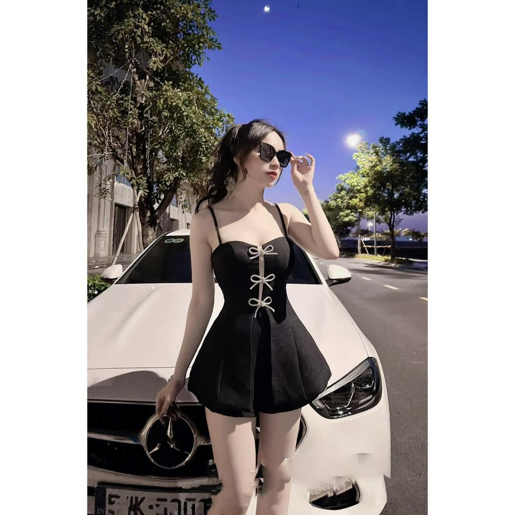 D35 [Hình Thật] Set Áo Hai Dây 3 Nơ Đá Có Mút Ngực + Quần Short Ngắn Đi Tiệc Set Áo Và Quần Dễ Mặc Phong Cách Nữ Tính 21