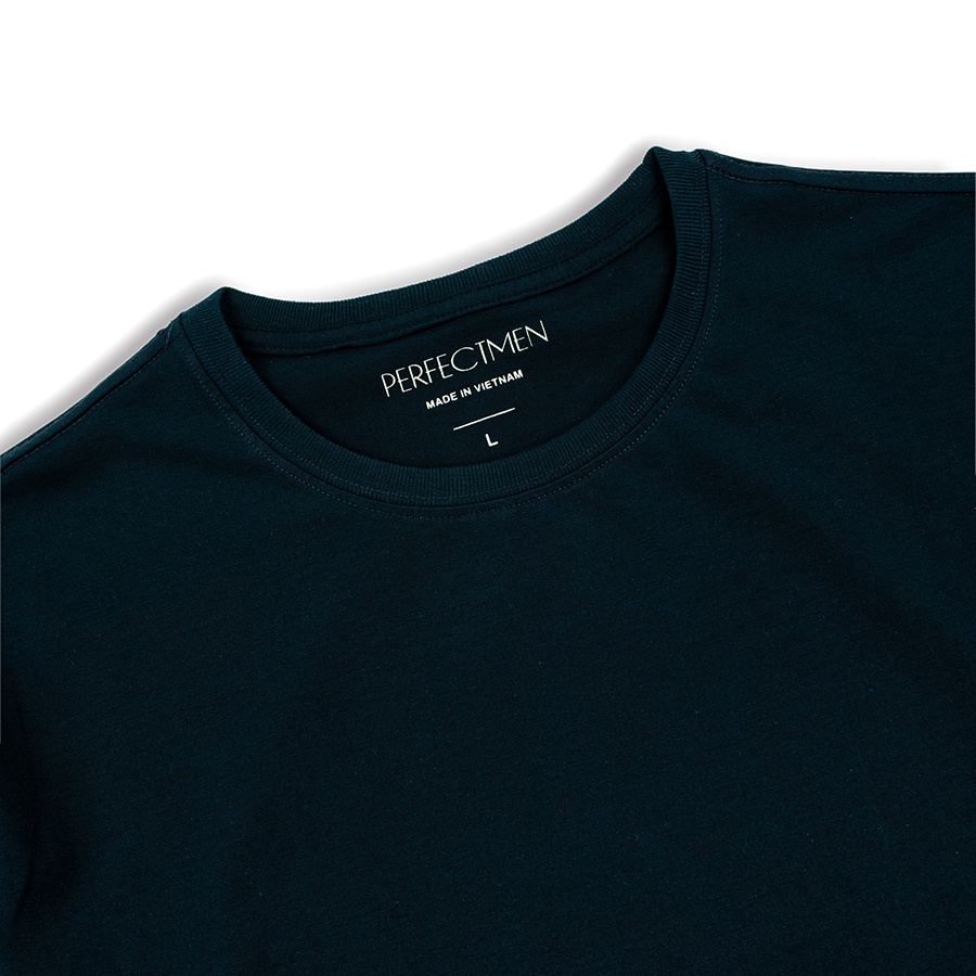 Áo thun nam cổ tròn 100% cotton, co giãn, dày dặn, form regular fit - Màu xanh đen