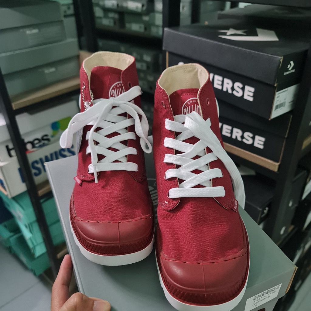 Mẫu giày Palladium chính hãng Nam vải đỏ đế trắng