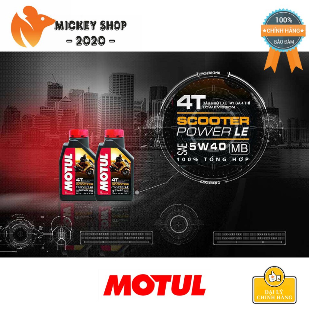 [ CHÍNH HÃNG ] Dầu Nhớt Motul Scooter Power LE SAE 5W40 MB 0.8L (100% Tổng Hợp) Dành Cho Xe Tay Ga - MICKEYSHOP