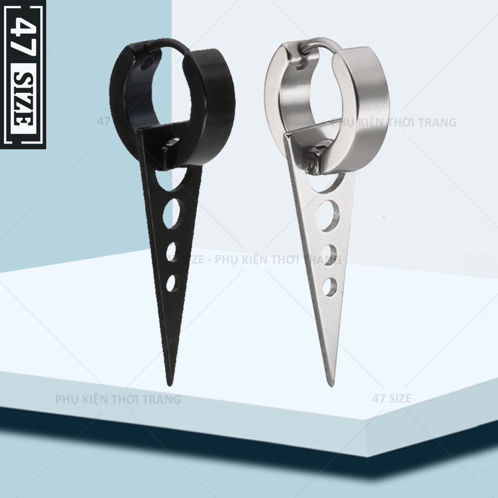 Khuyên tai hình tam giác, khuyên tai cá tính cho nam nữ, thép titan siêu bền, không dị ứng, không gỉ