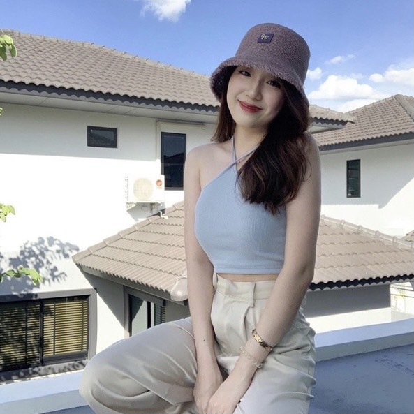 Áo croptop yếm dây mảnh thun gân 5 màu