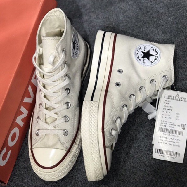Giày thể thao Cv cao cổ trắng kem Giày sneaker nam nữ màu trắng kem full box