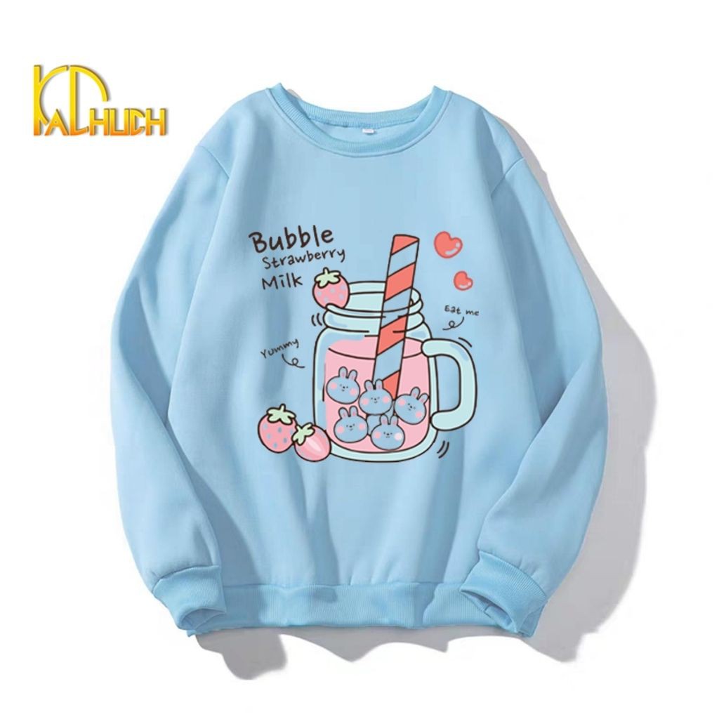 ÁO SWEATER NAM NỮ IN BUBLE MILK SIÊU DỄ THƯƠNG ÁO SWEATER NHIỀU MÀU