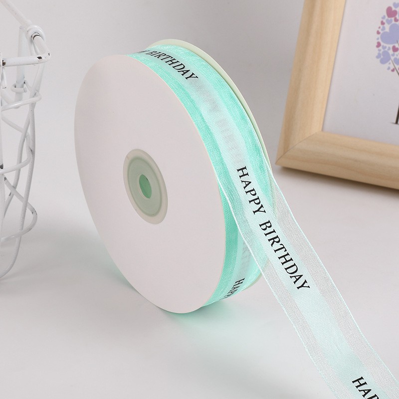 Ruy băng Happy birthday đẹp trang trí bánh kem