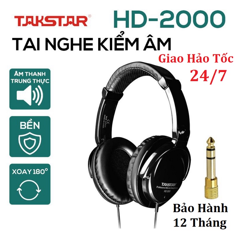 Tai Nghe Kiểm Âm, Chính Hãng Takstar HD 2000 - Chuyên Hát Karaoke Livestream - Chuẩn Phòng Thu - Bảo Hành 12 Tháng