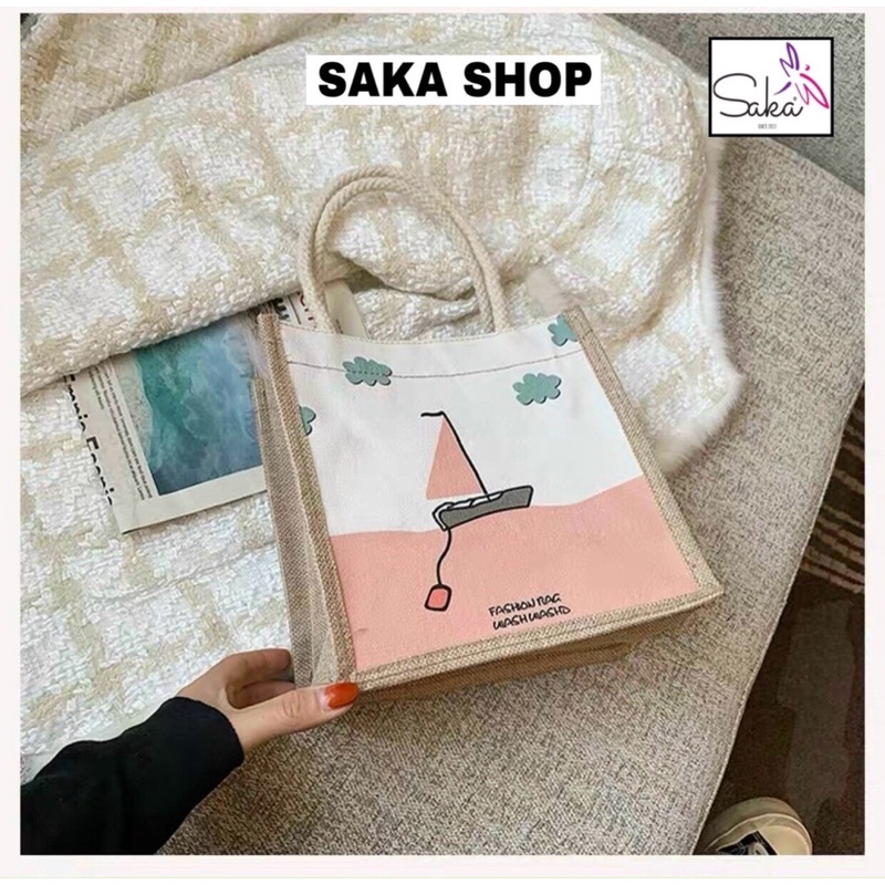 Túi cối nữ nhỏ đi biển nhiều hoa văn dễ thương