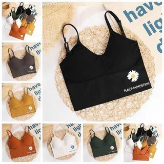 Áo bra thun gân hai dây hoa cúc tập gym,thể thao,yoga cá tính sang chảnh siêu hot