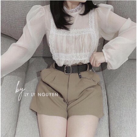 Quần Short Nữ Cạp Cao tôn dáng kèm đai