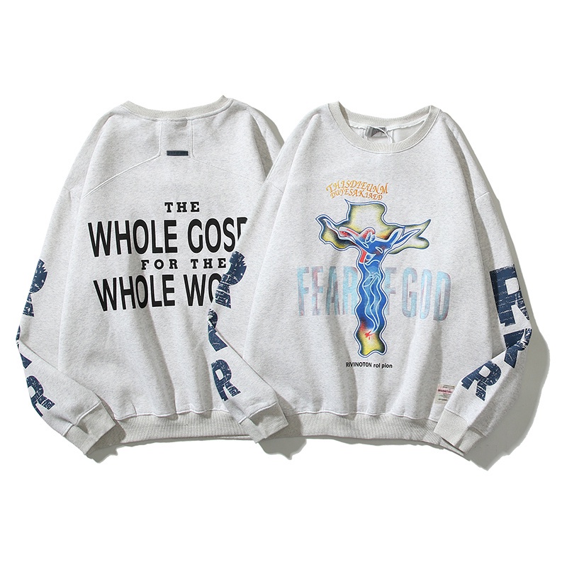 Áo sweater RRR123 x In Chữ Thập graffiti Đường Phố Cá Tính