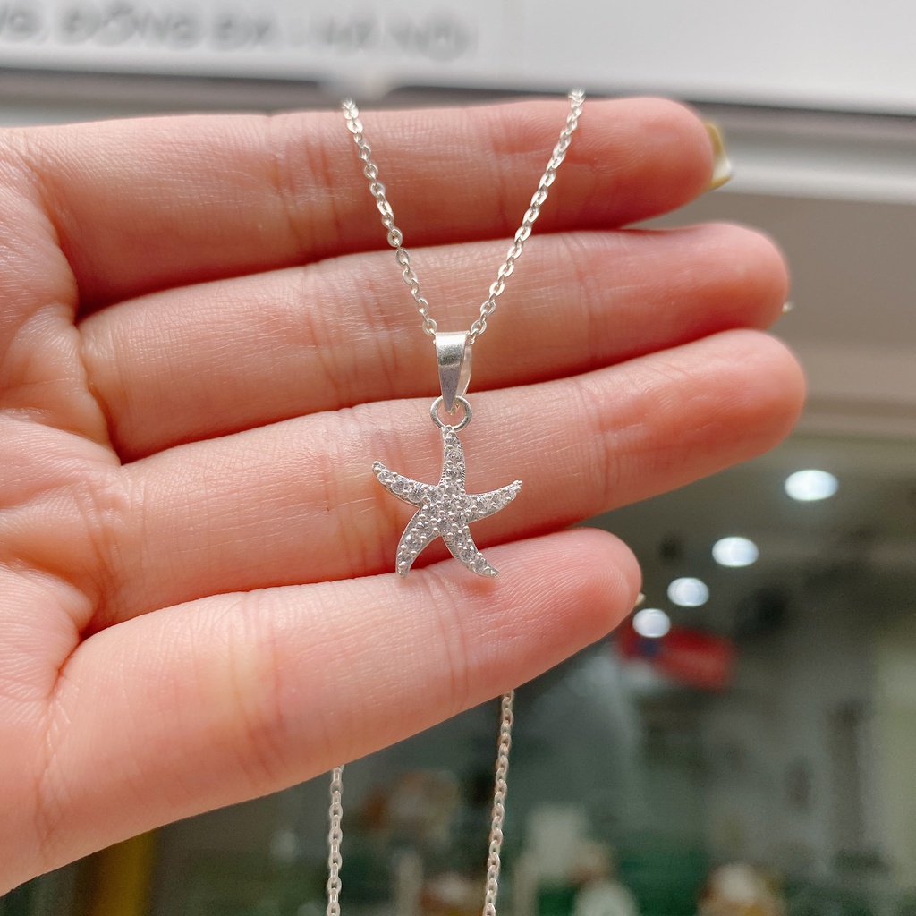 Dây Chuyền Bạc Ta Cao Cấp CaoBac Silver Hoạ Tiết Sao Biển Đính Đá Lấp Lánh Nhẹ Nhàng, Thanh Lịch Đơn Giản Cho Bạn Gái