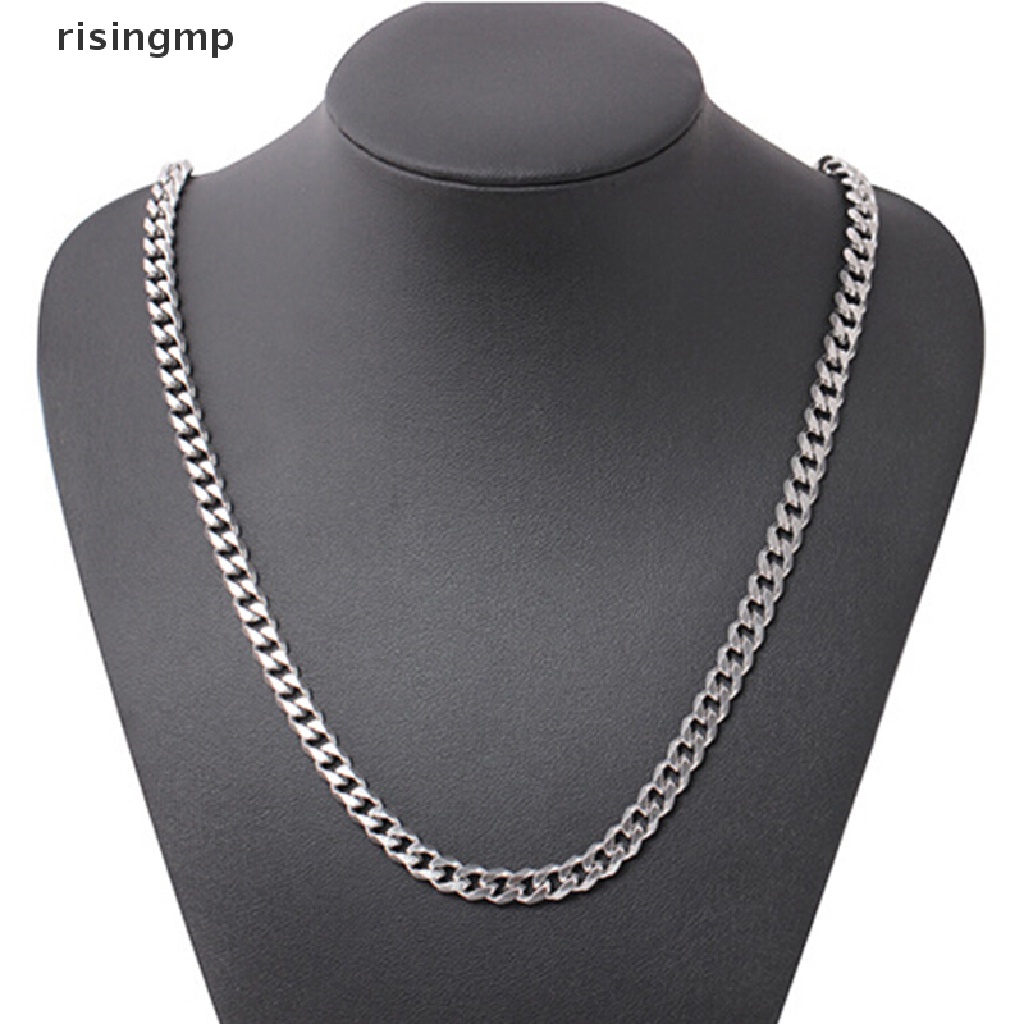 Vòng cổ Sợi Xích Bằng Thép Không Gỉ Kích Thước 4-6mm Phong Cách Hip Hop Thời Trang Cho Nam Giới ♨Trên đó