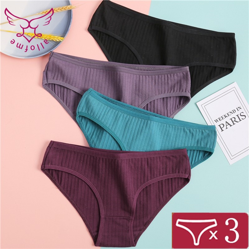 All of me Set 3 quần lót vải cotton mềm mại kẻ sọc quyến rũ cho nữ