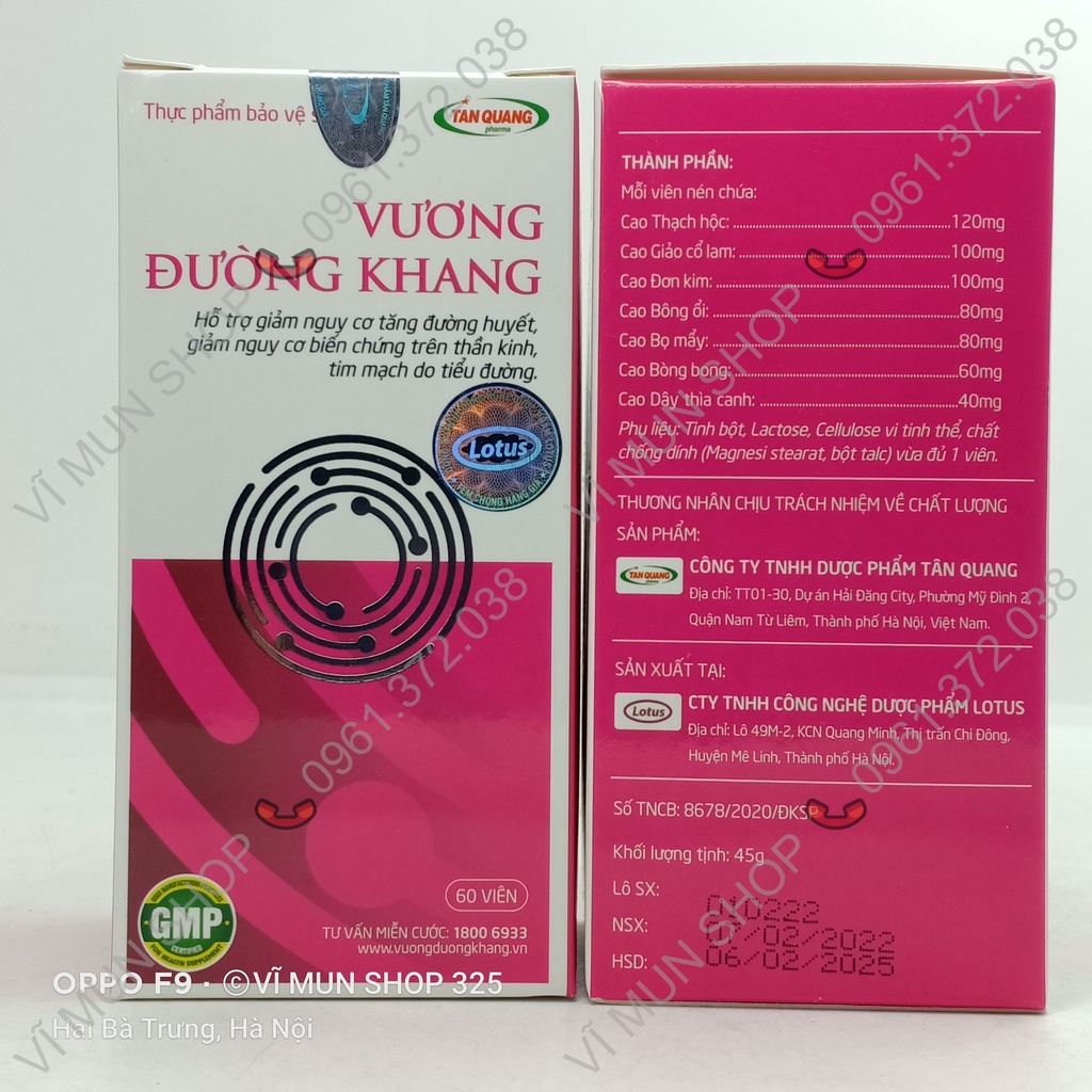 Vương Đường Khang lọ 60 viên - Giúp hỗ trợ giảm tê bì, đau nhức, châm chích chân tay do tiểu đường