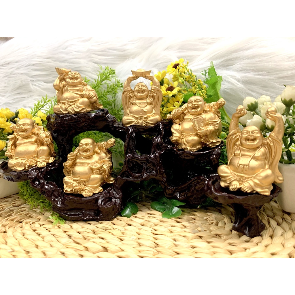 Bộ 6 Tượng Bồ Tát Di Lặc Hoan Hỉ kèm đế tượng 6 chân