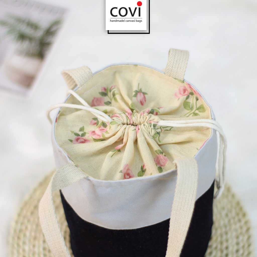 Túi cơm 2 màu Vải Canvas Thương Hiệu Covi