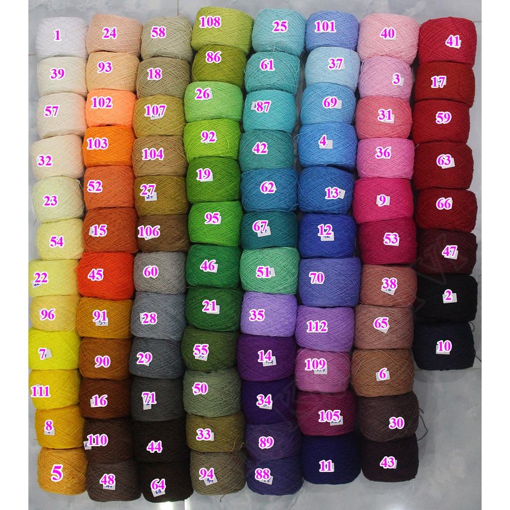 Sợi cotton Việt Nam màu trơn 1mm (Mã màu: 47 - 112)