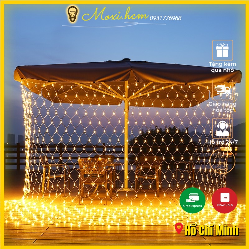 Đèn LED  Lưới chống Nước Trang Trí DECOR Ngoài Trời ban công Cho Giánh Sinh Lễ Tết Nhiều chế độ chớp MOXI