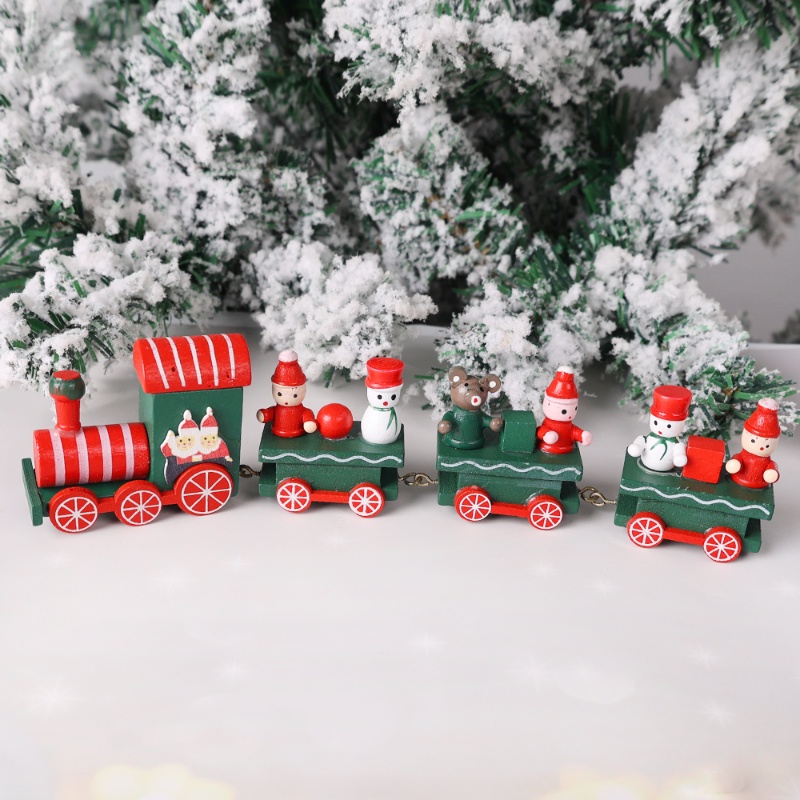 Đồ Chơi Tàu Lửa Bằng Gỗ Sơn Họa Tiết Hoạt Hình Ông Già Noel Gấu Người Tuyết / Người Tuyết Trang Trí