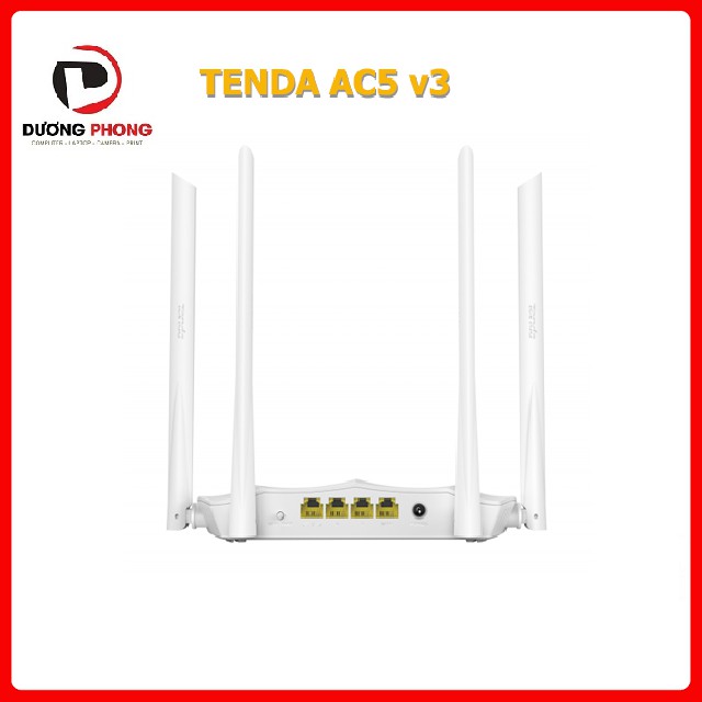 Bộ phát Wifi Tenda AC5 Chuẩn AC1200 - V3 Trắng - 4 Ăngten - BH36 Tháng Chính hãng