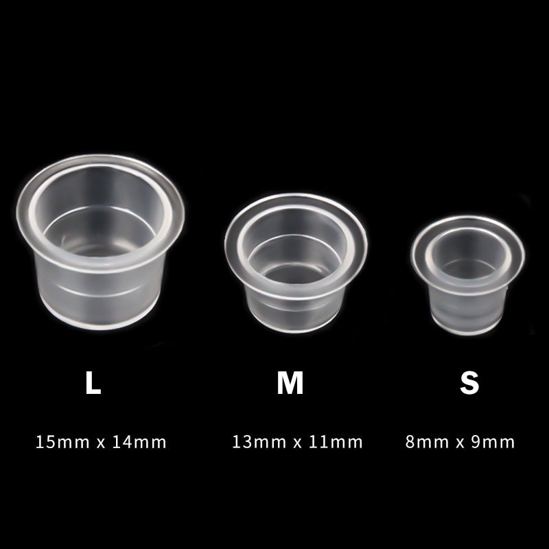 Set 100 Cốc Đựng Mực Xăm S / M / L Bằng Nhựa Trong Suốt Sử Dụng Một Lần