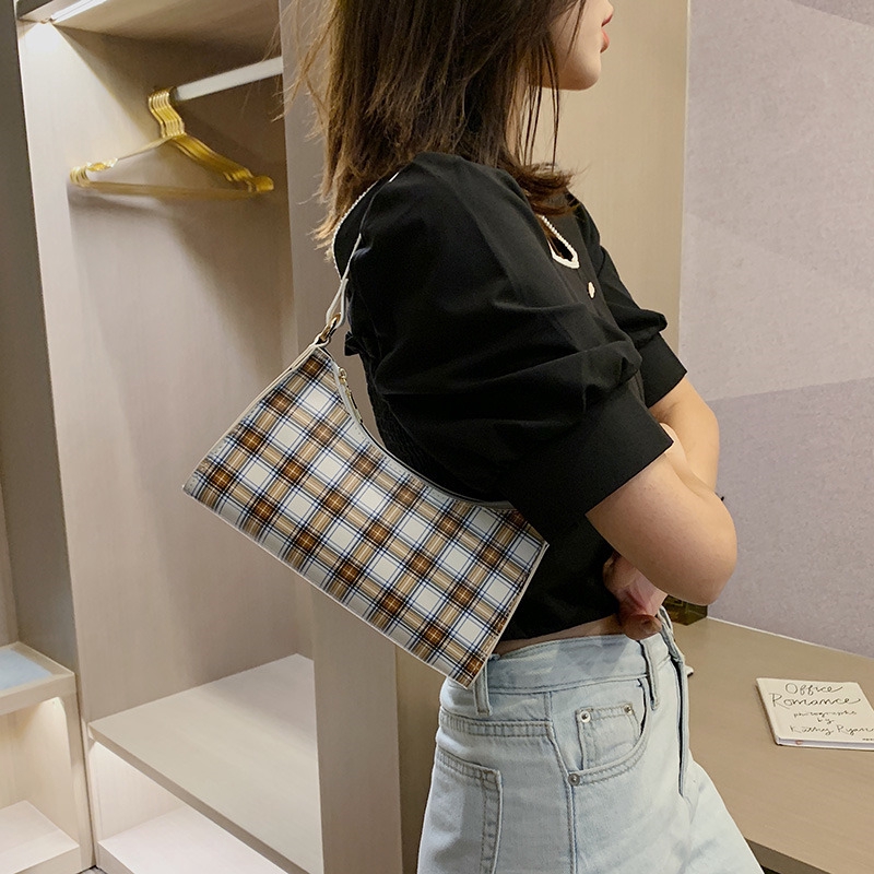 Túi xách cầm tay họa tiết kẻ ca rô thời trang Hàn Quốc cho nữ JASMIN NOIR