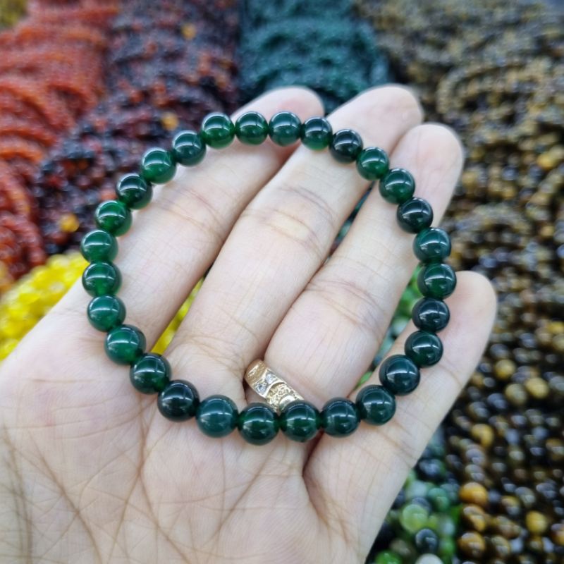 Vòng tay nữ hạt 6 ly màu xanh m.não