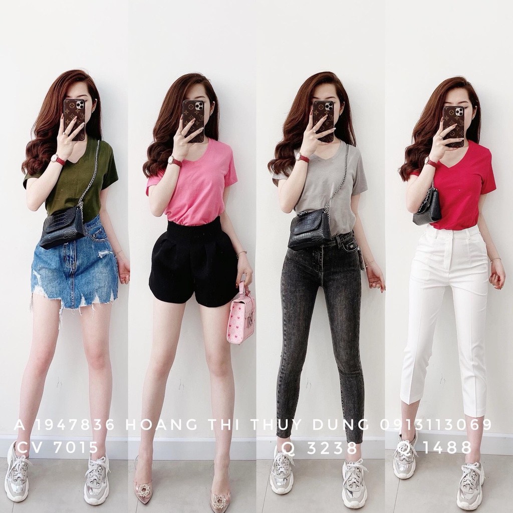 Áo thun nữ cổ tim - Áo phông nữ cổ tim (MS 155)