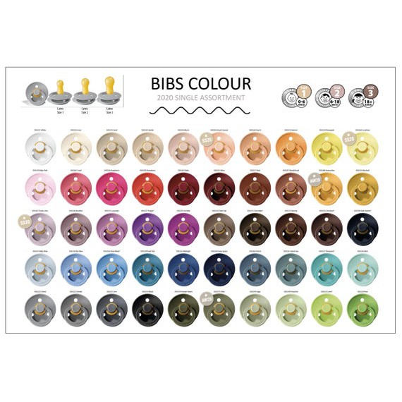 Ti giả Bibs Colour, ti ngậm chỉnh nha Đan Mạch, (tặng kèm hộp đựng hoặc nắp trứng)
