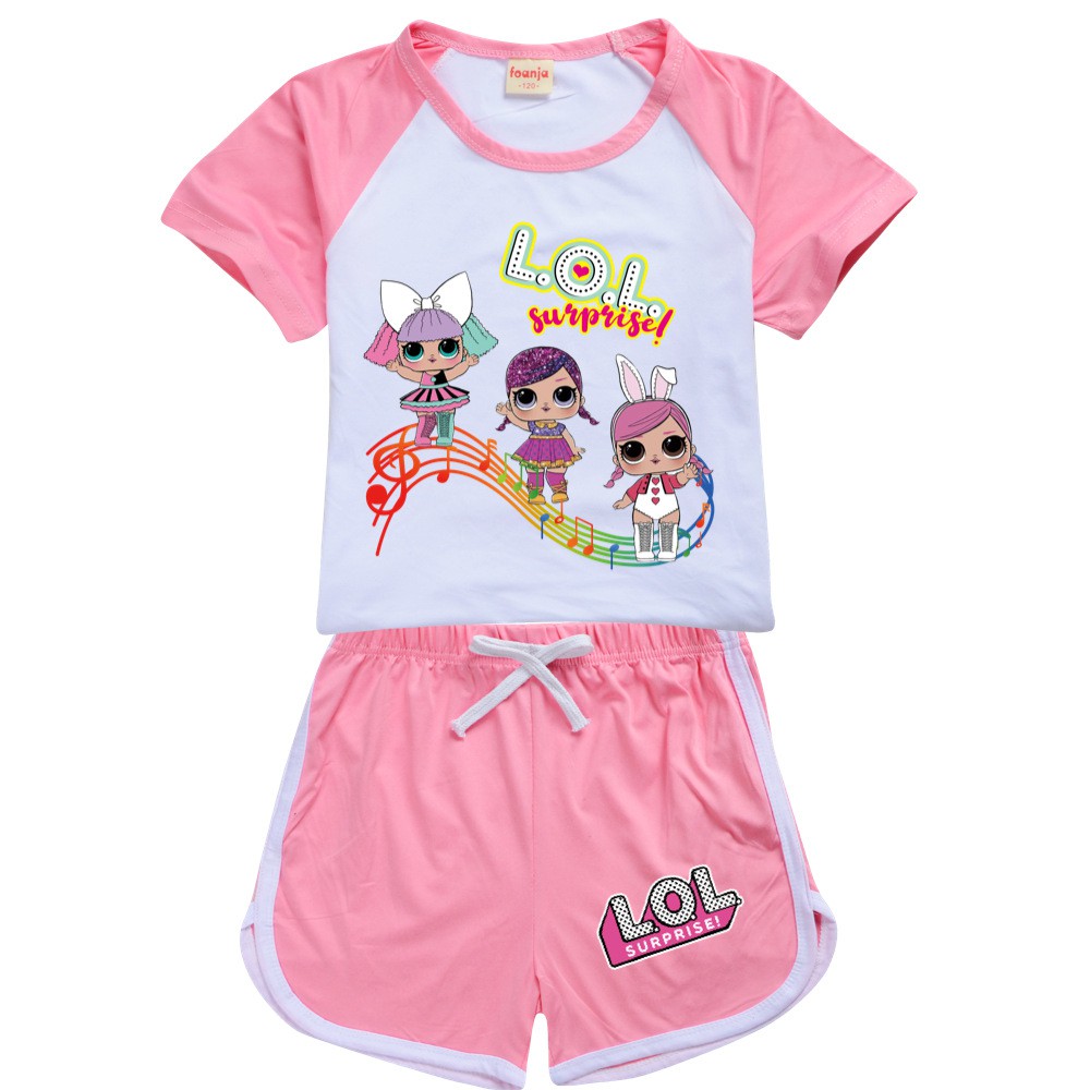 Lol Surprise Set Áo Thun Cotton Tay Ngắn + Quần Short Phong Cách Hàn Quốc Thời Trang Mùa Hè Cho Bé Trai / Gái Từ 2021 1-15 Tuổi