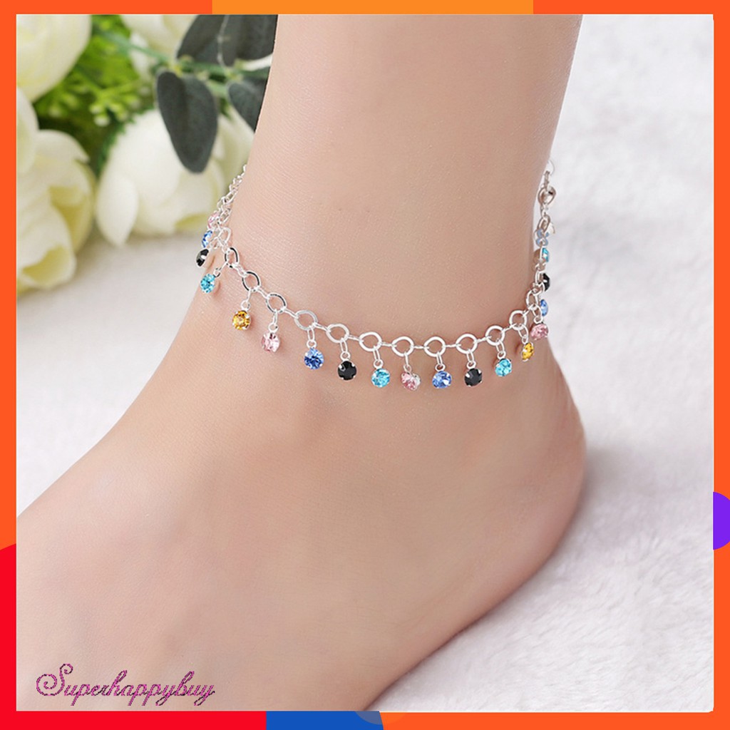 Lắc chân đính đá pha lê thời trang thanh lịch dành cho nữ