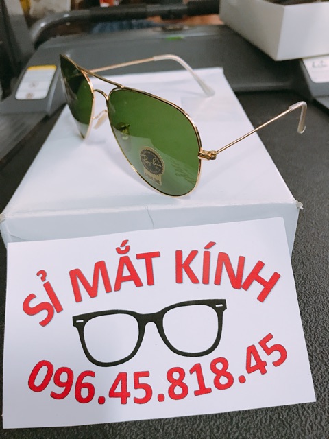 ❌SỈ ❌ Kính rayban thuỷ tinh 3026 - gọng vàng mắt xanh rêu