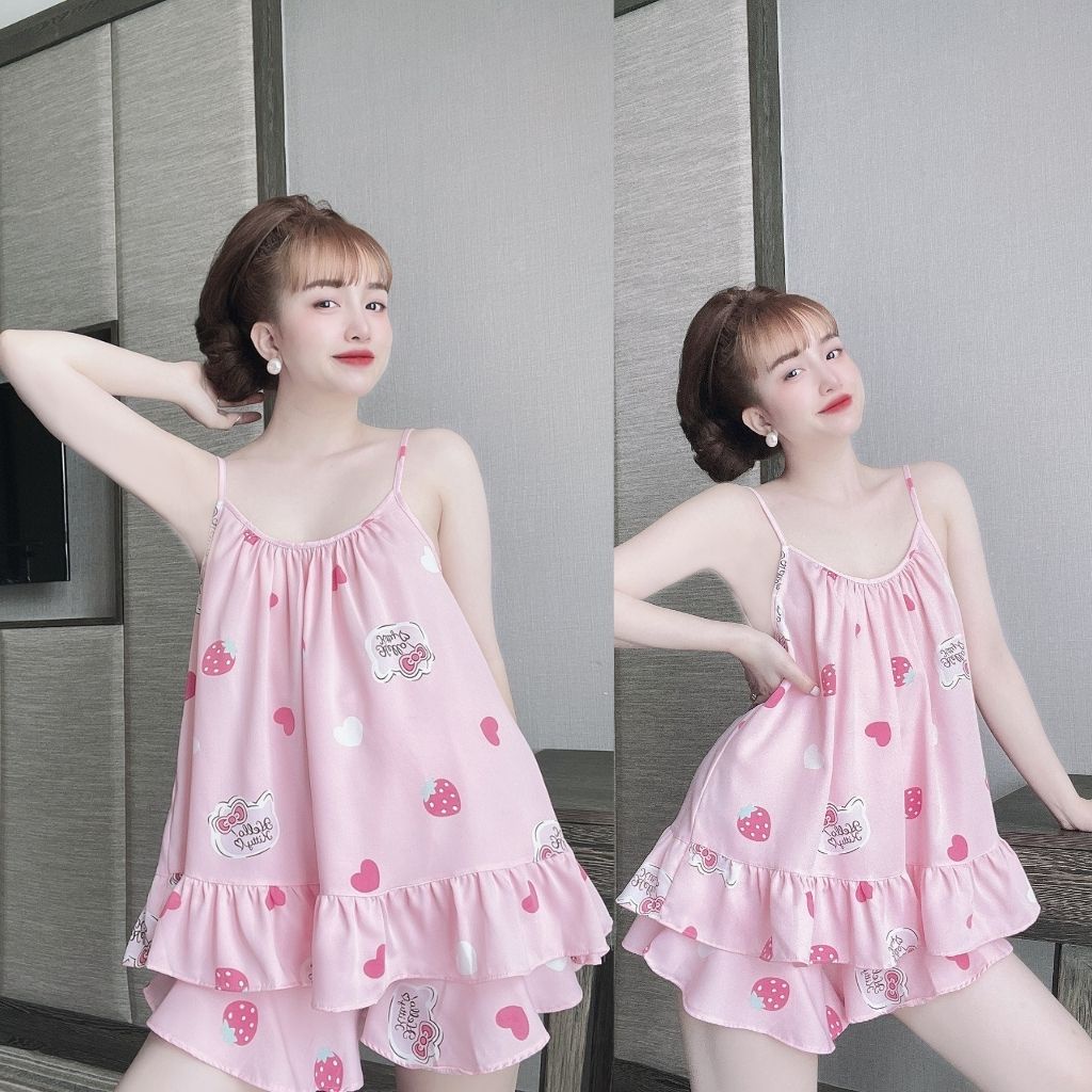 Đồ Ngủ Nữ BIGSIZE Đồ Ngủ Sexy lụa Mango cao cấp mềm mại xinh xắn &lt; 70KG