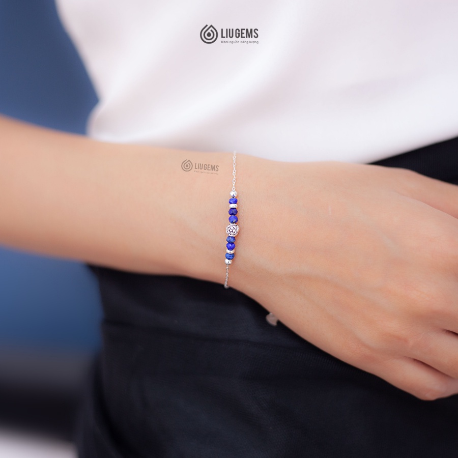 Vòng Tay Bạc 925 Nữ Liugems Hạt Đá Phong Thuỷ Tự Nhiên Mix Charm Hoa Quà Tặng Người Yêu