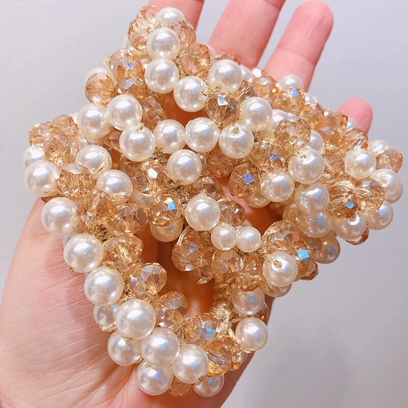 Dây Buộc Tóc Cao Su Đính Ngọc Trai Pha Lê Thời Trang Hàn Quốc