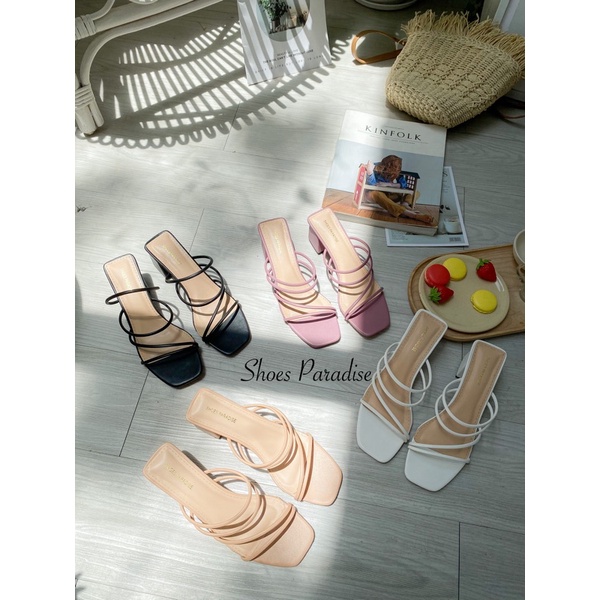 GIÀY SANDAL NỮ CAO GÓT QUAI MẢNH ĐẾ VUÔNG 5CM QUAI MANH SHOES PARADISE