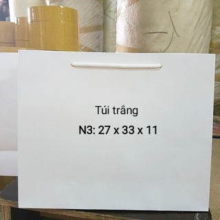 Túi giấy trắng ngang combo 50c túi giấy đựng quà 27 x 33 x 11