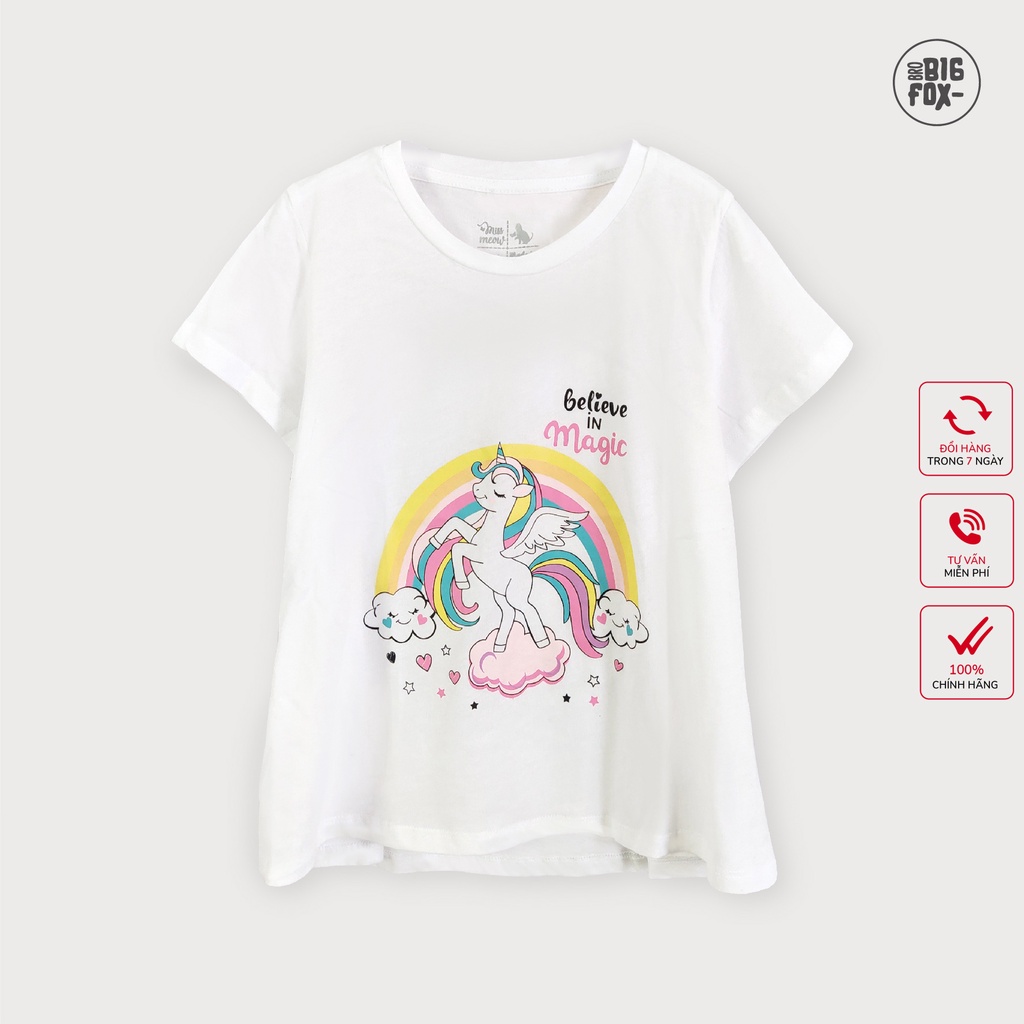 Áo Phông Cho Bé Gái Bigfox - Miss Meow Dáng chữ A Chất Liệu Cotton Họa Tiết Pony Size Đại Trẻ Em 3,4,5,6,7,8,10 Tuổi