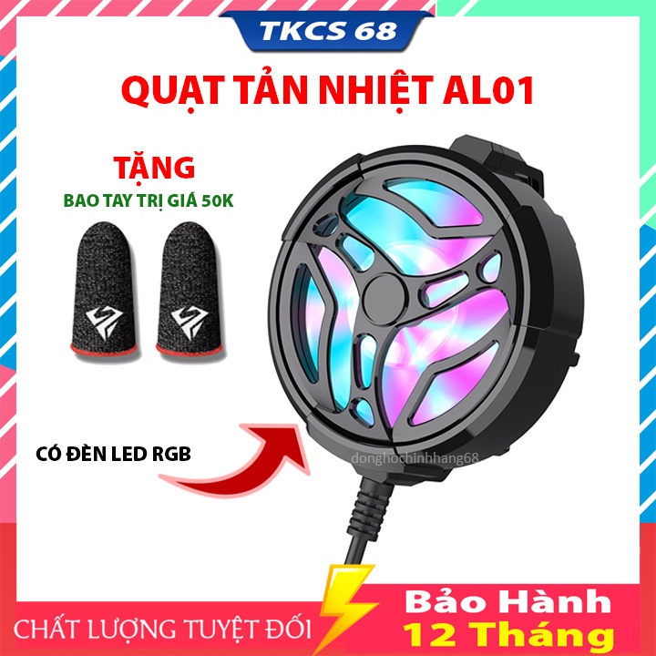 Quạt tản nhiệt AL01 có đèn RGB Phiên bản mới không gây tiếng ồn dùng cho các dòng điện thoại di động hàng cao cấp